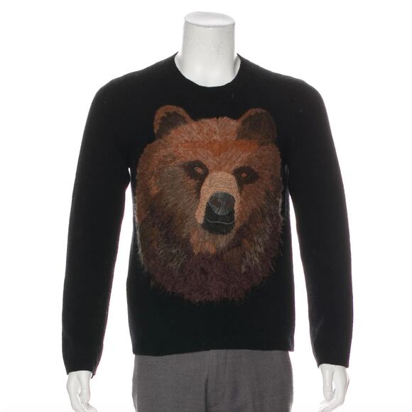 Gucci Wool Embroidered Grizzly Bear Sweater - Medium